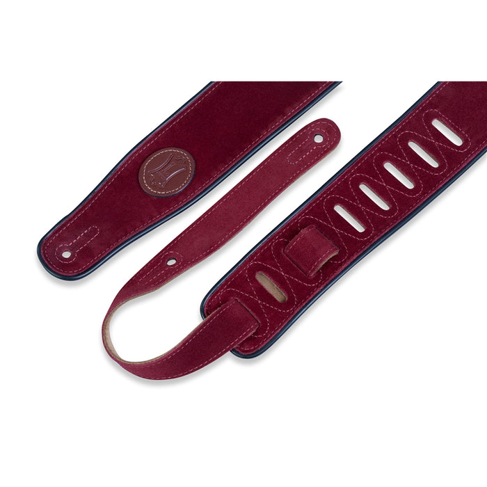 Levy's MSS3-BRG Tracolla in pelle scamosciata Burgundy con piping Black 2 1/2""