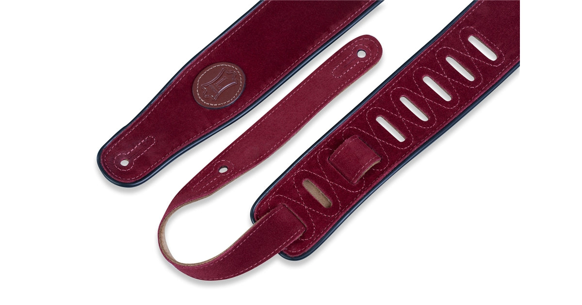 Levy's MSS3-BRG Tracolla in pelle scamosciata Burgundy con piping Black 2 1/2""