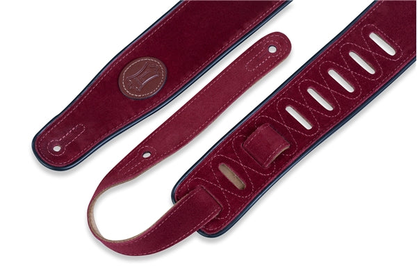 Levy's MSS3-BRG Tracolla in pelle scamosciata Burgundy con piping Black 2 1/2""