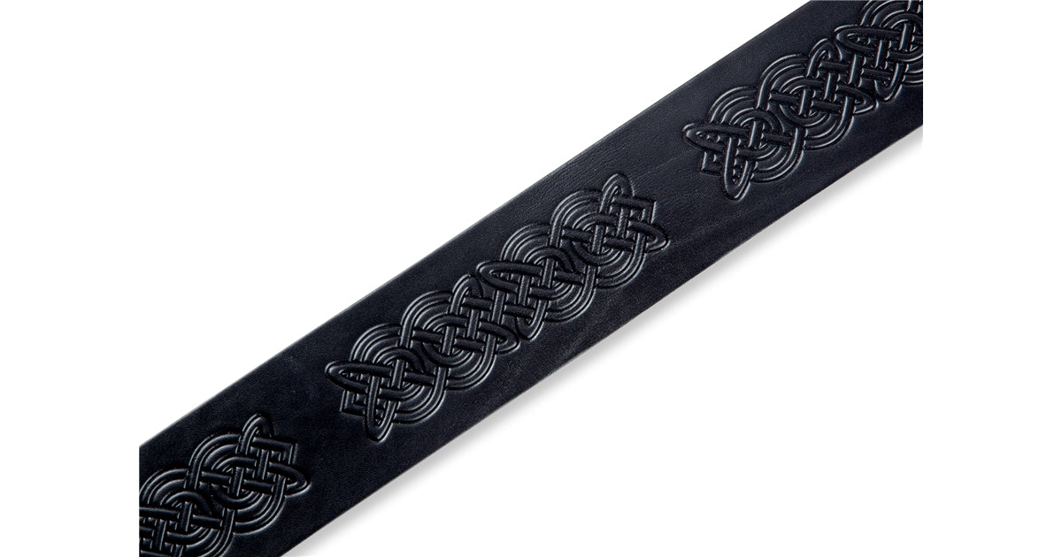 Levy's MV26CK-BLK Tracolla in pelle conciata al vegetale Celtic Embossed Black 2 1/2""