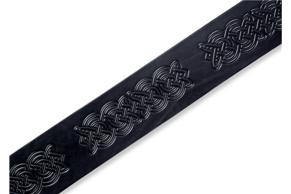 Levy's MV26CK-BLK Tracolla in pelle conciata al vegetale Celtic Embossed Black 2 1/2""