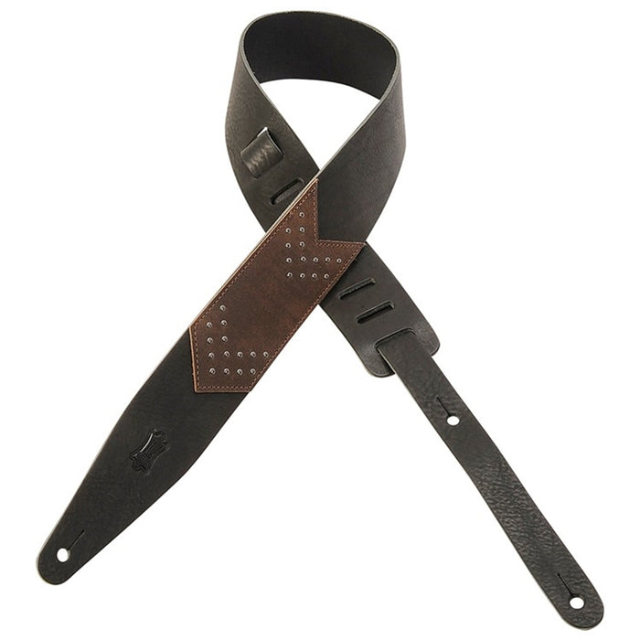 Levy's MV317CSH-BLK Tracolla in pelle conciata al vegetale con inserti metallici Black 2 1/2""