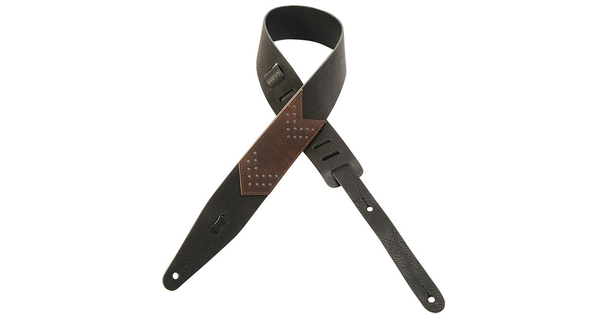 Levy's MV317CSH-BLK Tracolla in pelle conciata al vegetale con inserti metallici Black 2 1/2""