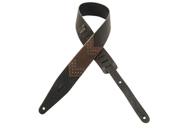 Levy's MV317CSH-BLK Tracolla in pelle conciata al vegetale con inserti metallici Black 2 1/2""