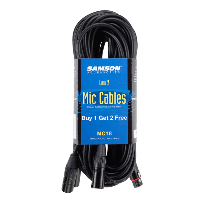 Samson MC18 - Cavo XLR per Microfono - 5,5 mt. - Set 3 pezzi
