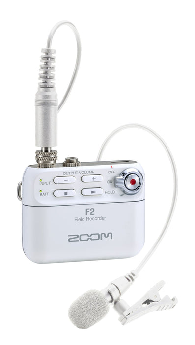 Zoom F2 - field recorder + Microfono lavalier - bianco