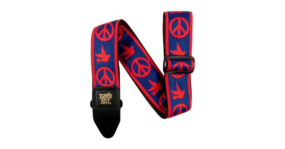 Ernie Ball 4698 Tracolla Red and Blue Peace Love Dove Jacquard Strap 2021