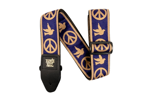 Ernie Ball 4699 Tracolla Navy Blue and Beige Peace Love Dove Jacquard Strap 2021