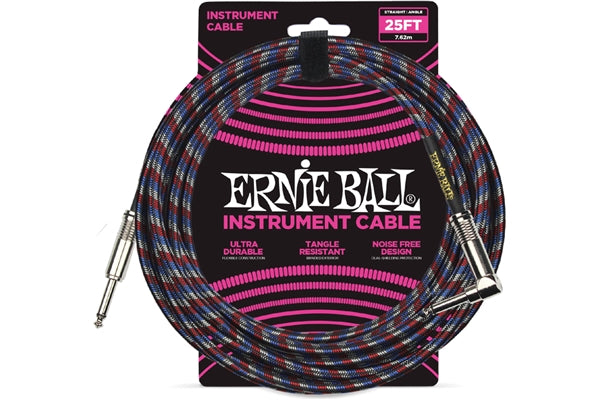 Ernie Ball 6063 Cavo Braided Black/Red/Blue/White 7,62 m