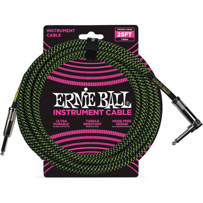 Ernie Ball 6066 Cavo Braided Black/Green 7,62 m