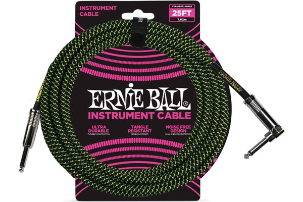 Ernie Ball 6066 Cavo Braided Black/Green 7,62 m