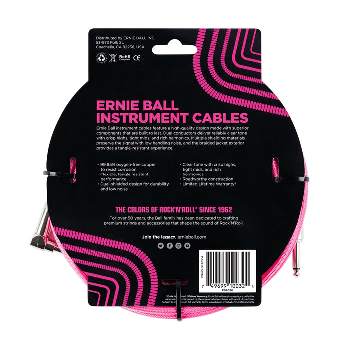 Ernie Ball 6078 Cavo Braided Neon Pink 3,05 m