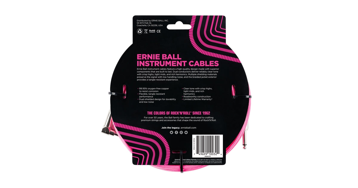 Ernie Ball 6078 Cavo Braided Neon Pink 3,05 m