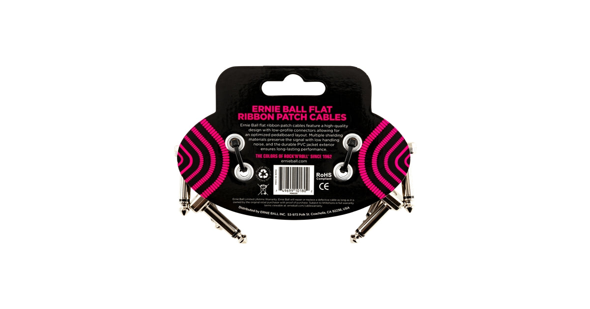 Ernie Ball 6220 Flat Ribbon Patch Cable 7,62 cm Pacco da 3