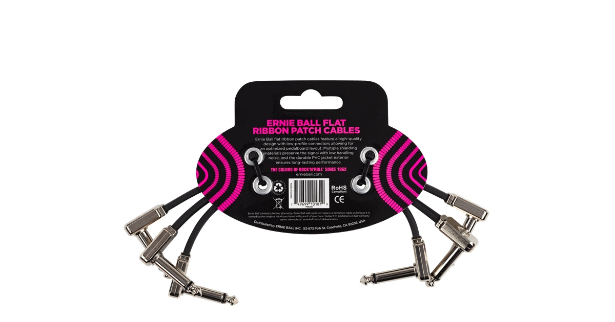 Ernie Ball 6221 Flat Ribbon Patch Cable 15,24 cm Pacco da 3