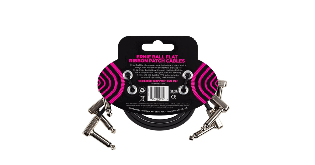 Ernie Ball 6222 Flat Ribbon Patch Cable 30,48 cm Pacco da 3