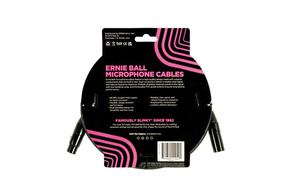 Ernie Ball 6388 Cavo Microfonico PVC nero 6 m