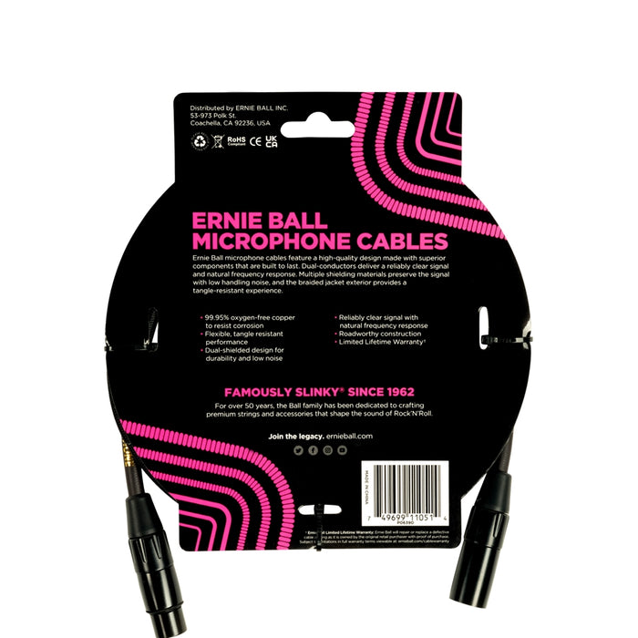 Ernie Ball 6390 Cavo Microfonico Braided nero 1,5 m