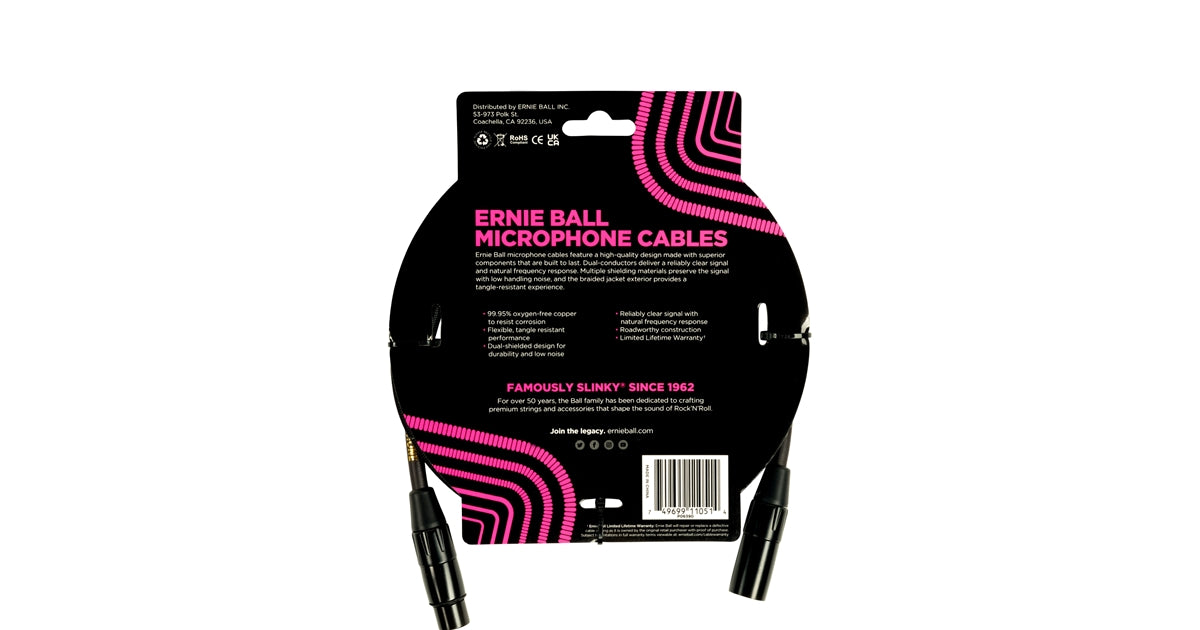 Ernie Ball 6390 Cavo Microfonico Braided nero 1,5 m