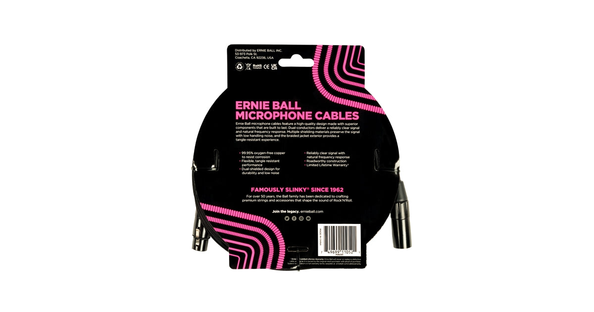 Ernie Ball 6391 Cavo Microfonico Braided nero 4,5 m