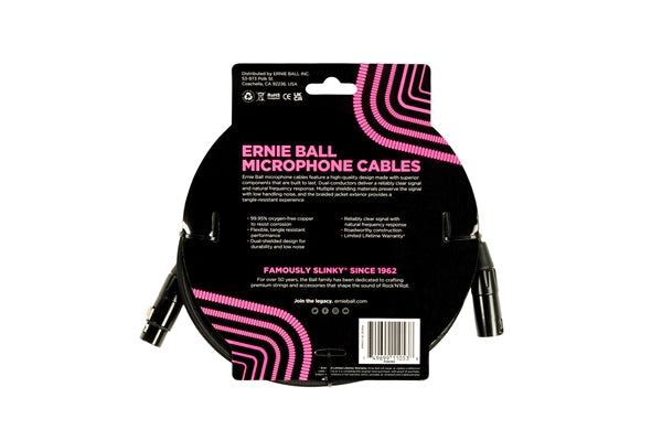 Ernie Ball 6392 Cavo Microfonico Braided nero 6 m