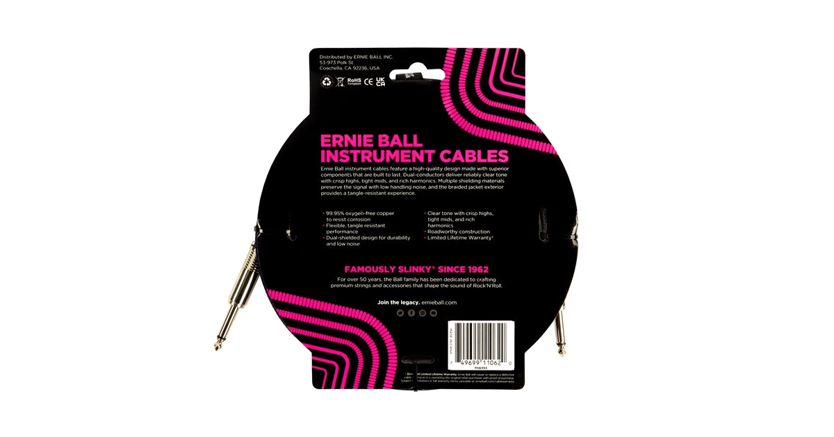 Ernie Ball 6393 Braided Straight Straight 3m