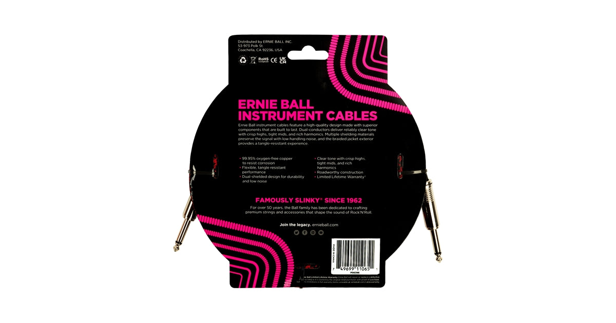 Ernie Ball 6396 Braided Straight Straight 5.5m