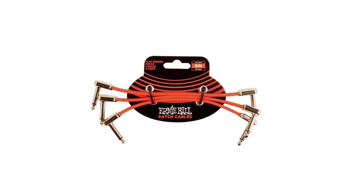 Ernie Ball 6402 Flat Ribbon Patch Cable Red 15,24cm 3-Pk
