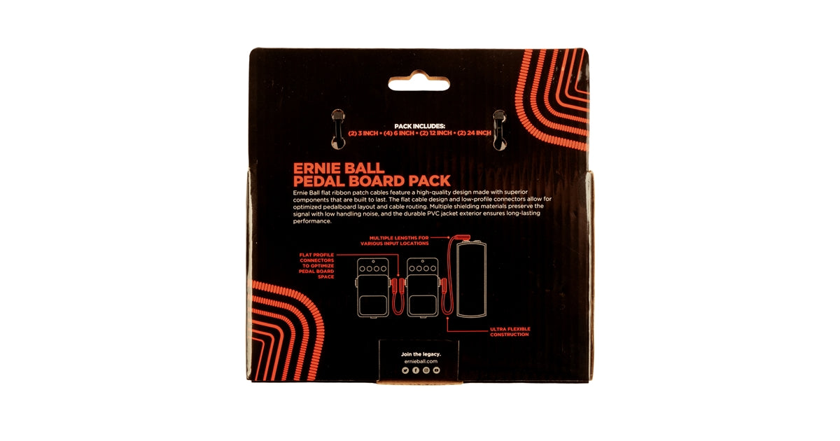 Ernie Ball 6404 Flat Ribbon Patch Cables Red Multi-pack