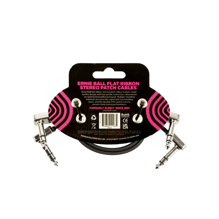 Ernie Ball 6405 Flat Ribbon Stereo Patch Cable 30,48cm 2-Pk