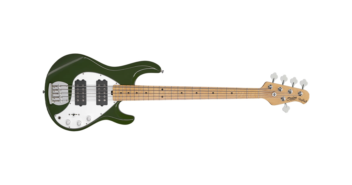 Sterling by Music Man StingRay5 Ray5 HH 5 Corde Olive Tastiera Acero